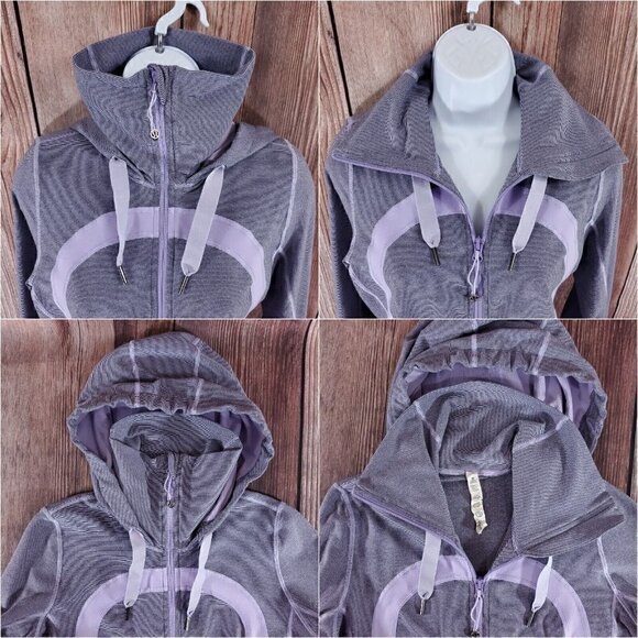 Lululemon Stride Jacket Size 6 Lilac Heathered Coal Wee Stripe Full Zip Hoodie - Picture 7 of 16